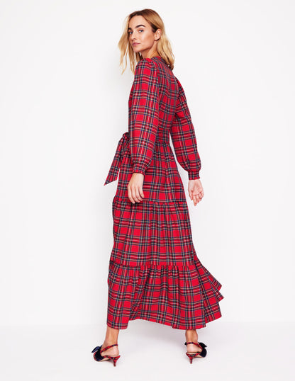 Alba Check Maxi Dress-Red and Blue Check