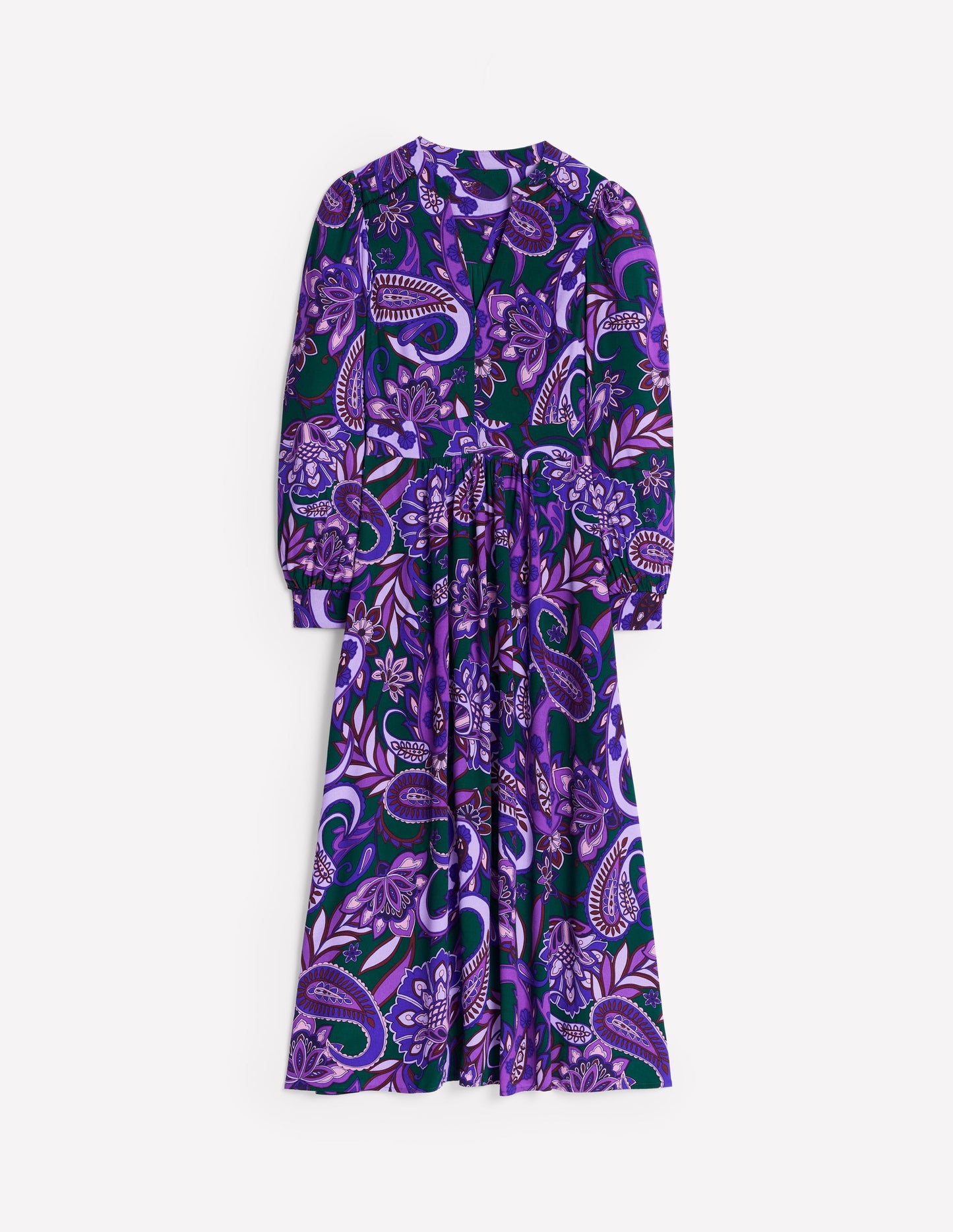 Zoe Trim Detail Midi Dress-Ameythyst, Paisley Fusion