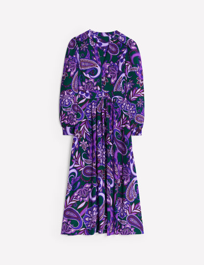 Zoe Trim Detail Midi Dress-Ameythyst, Paisley Fusion