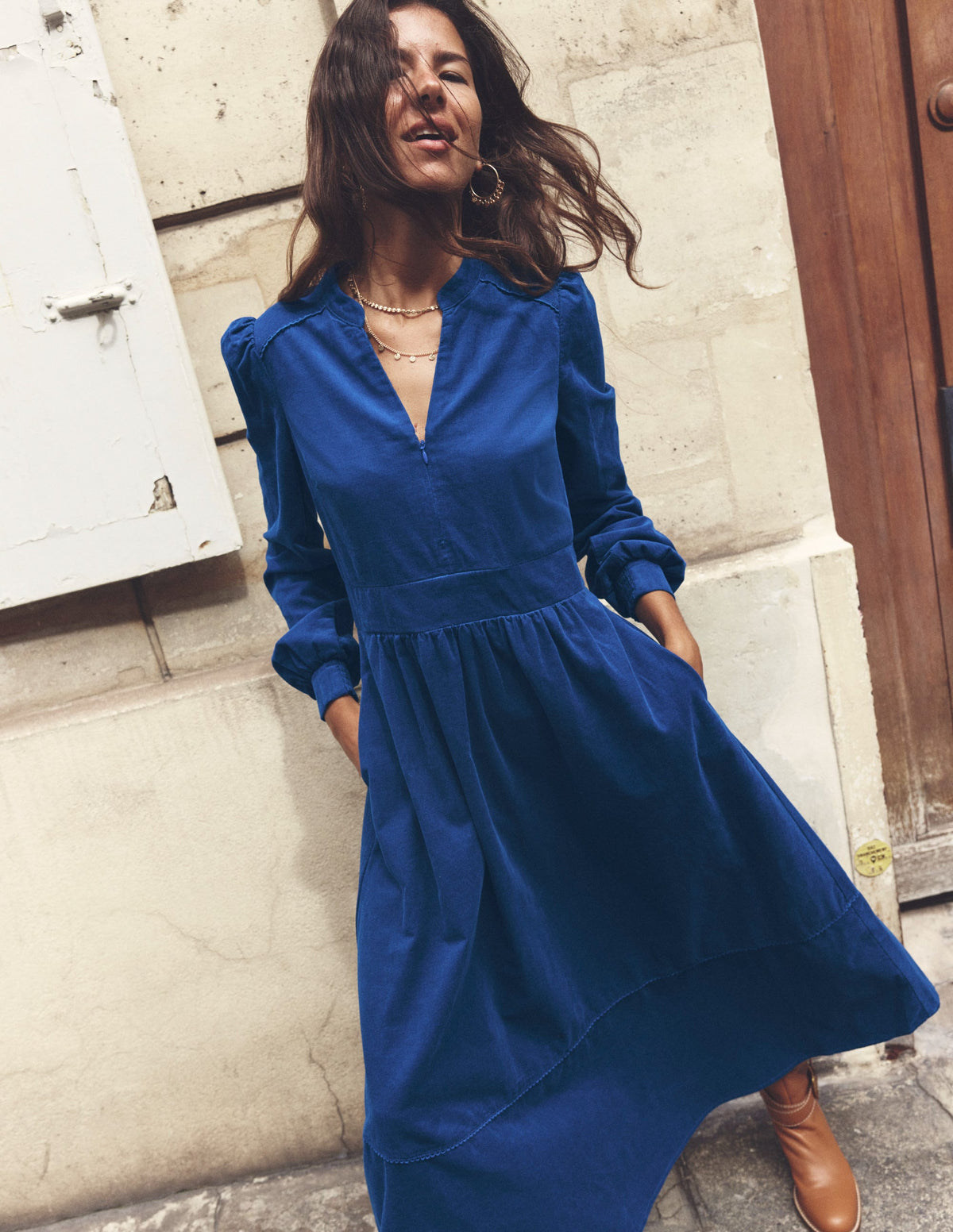 Zoe Zip Up Cord Midi Dress-Atlantic - Image 5