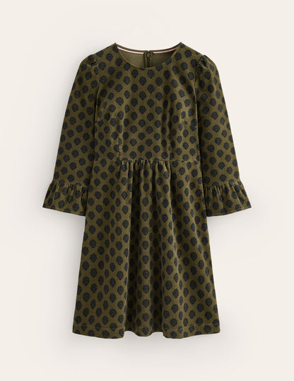 Ora Short Cord Dress-Oregano, Ornate Stamp-5