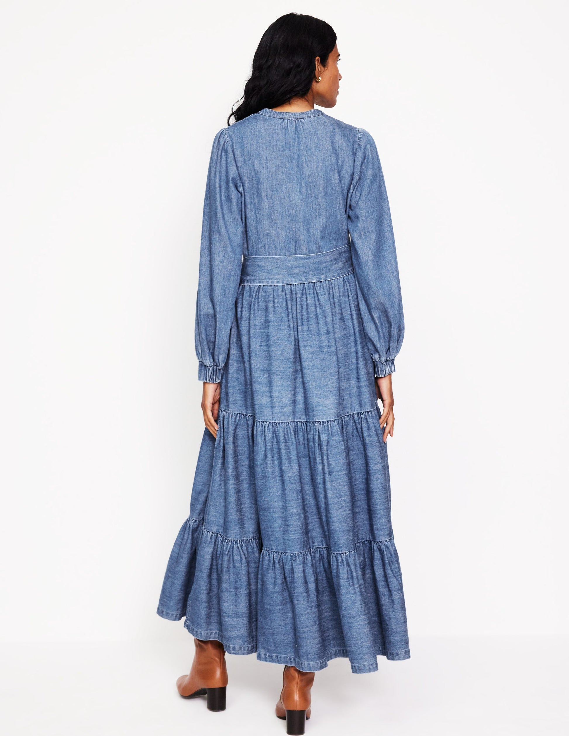Alba Denim Maxi Dress-Light Vintage Denim-3