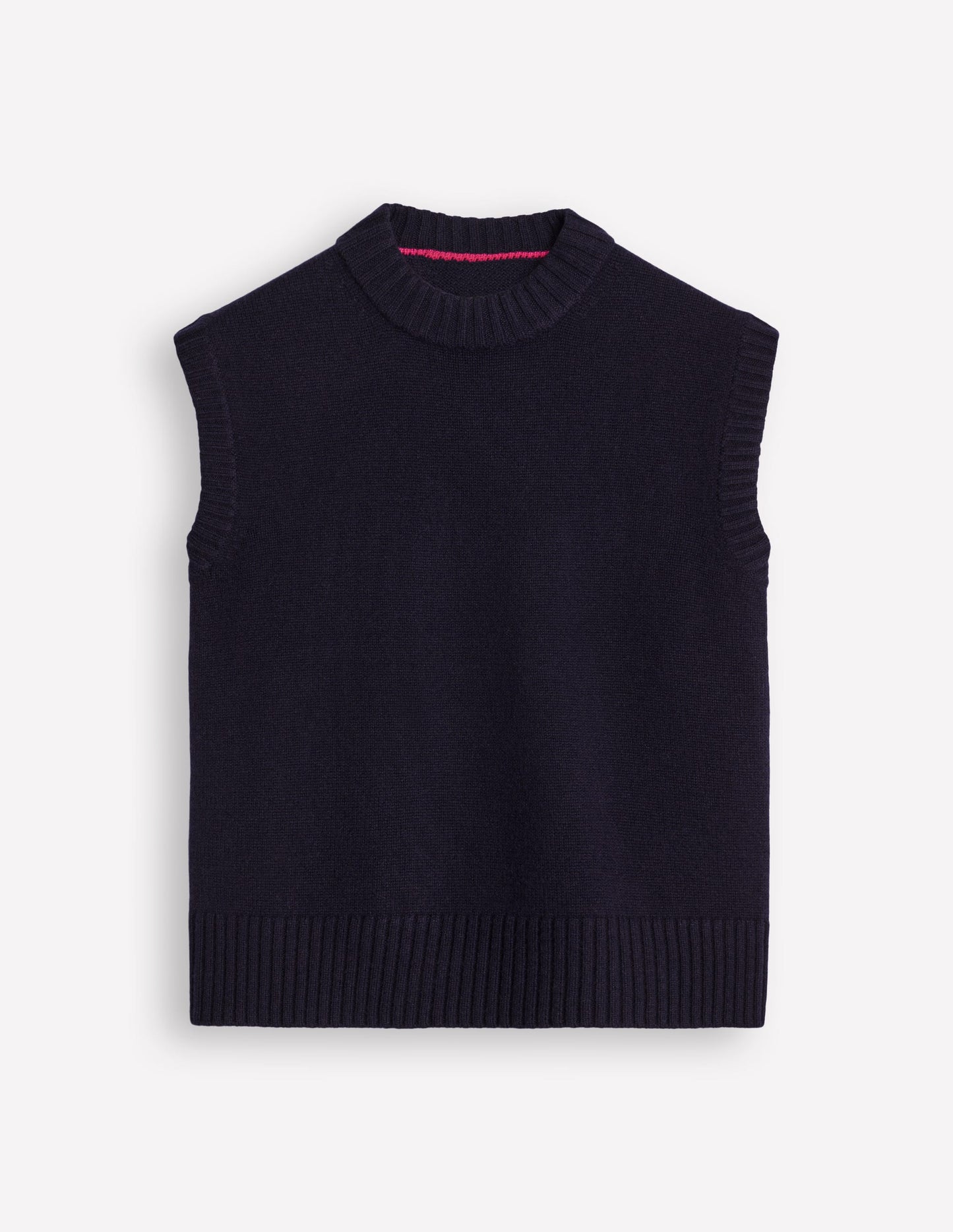 Chunky Cashmere Crew Neck Tank-Navy