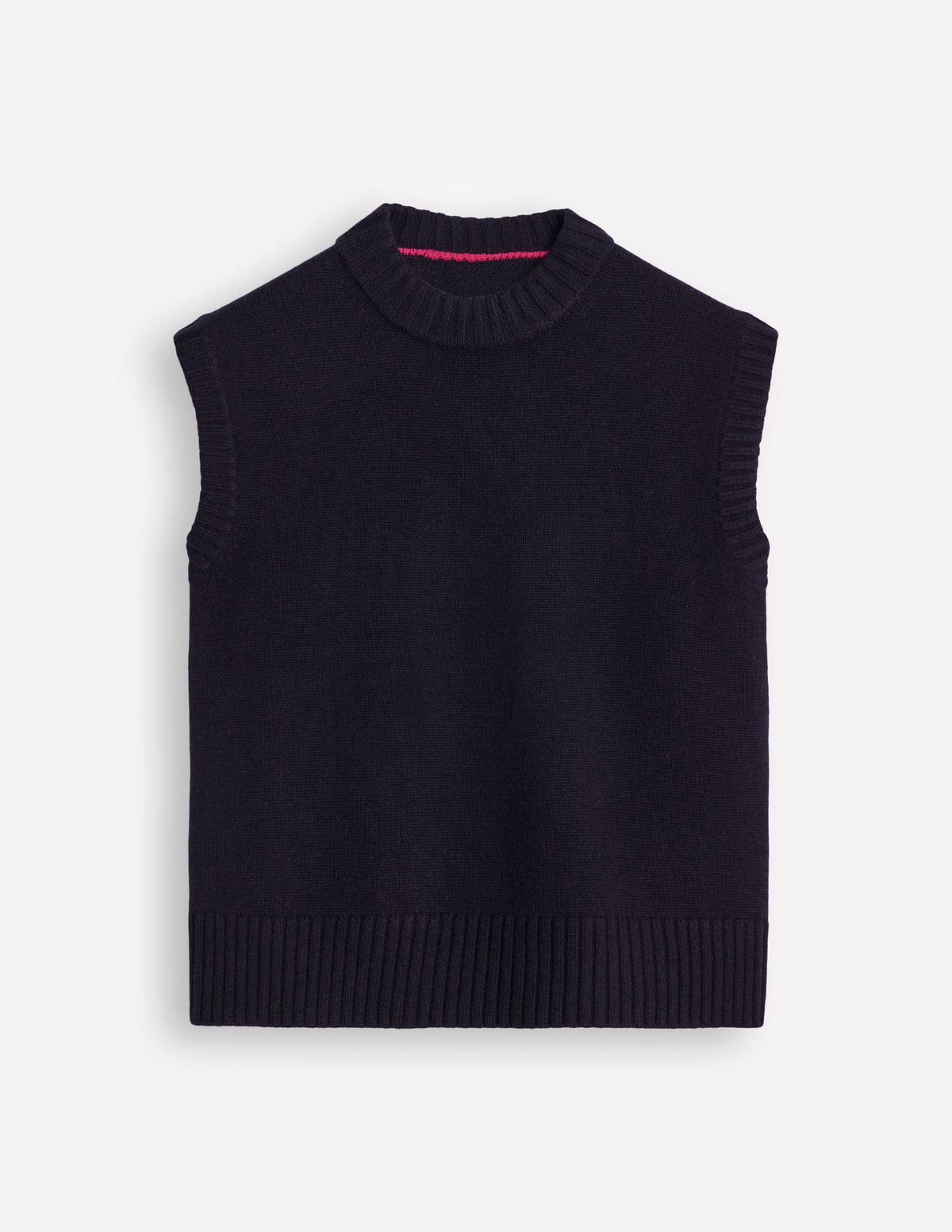 Chunky Cashmere Crew Neck Tank-Navy - Image 6