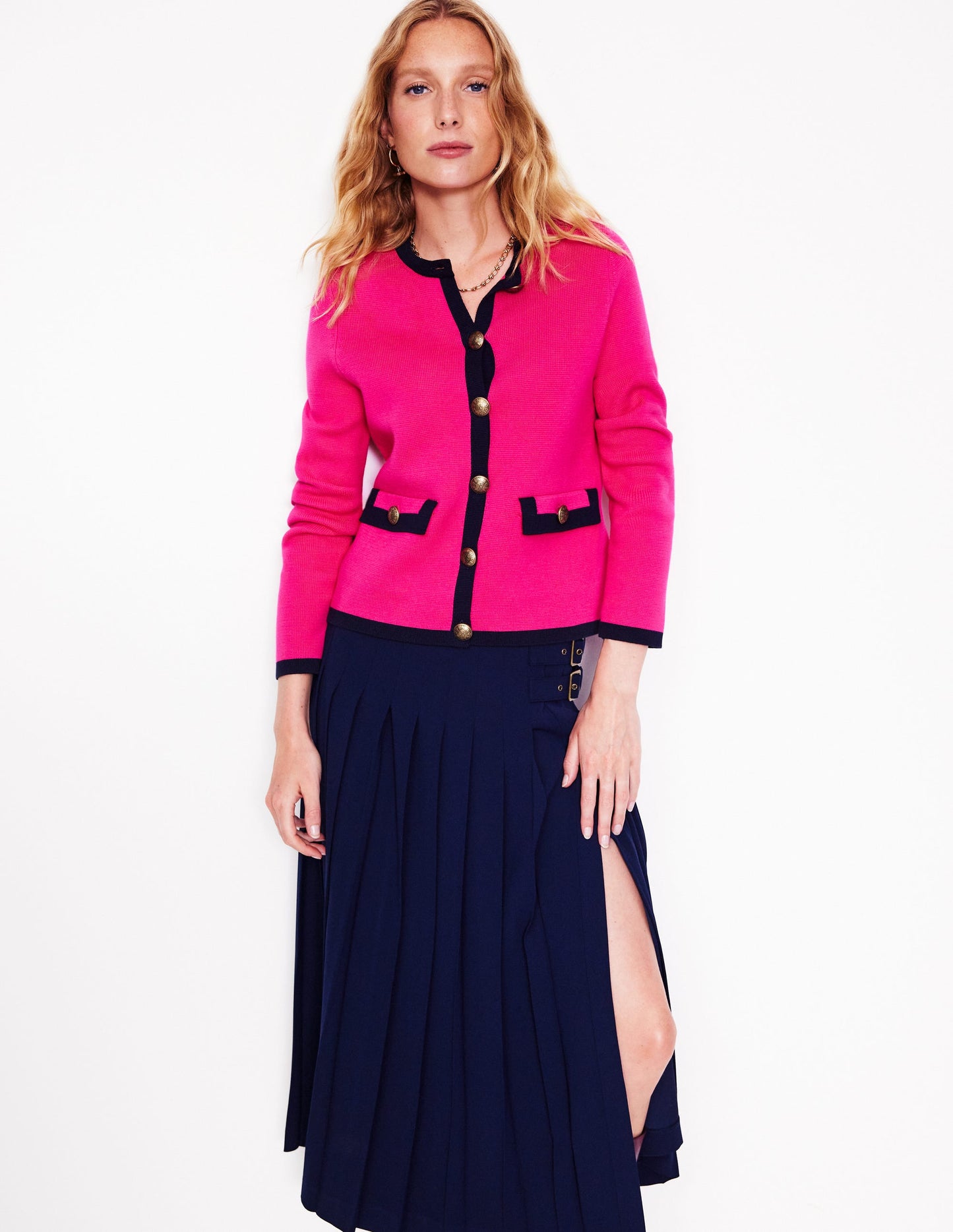 Holly Knitted Jacket-Bright Pink