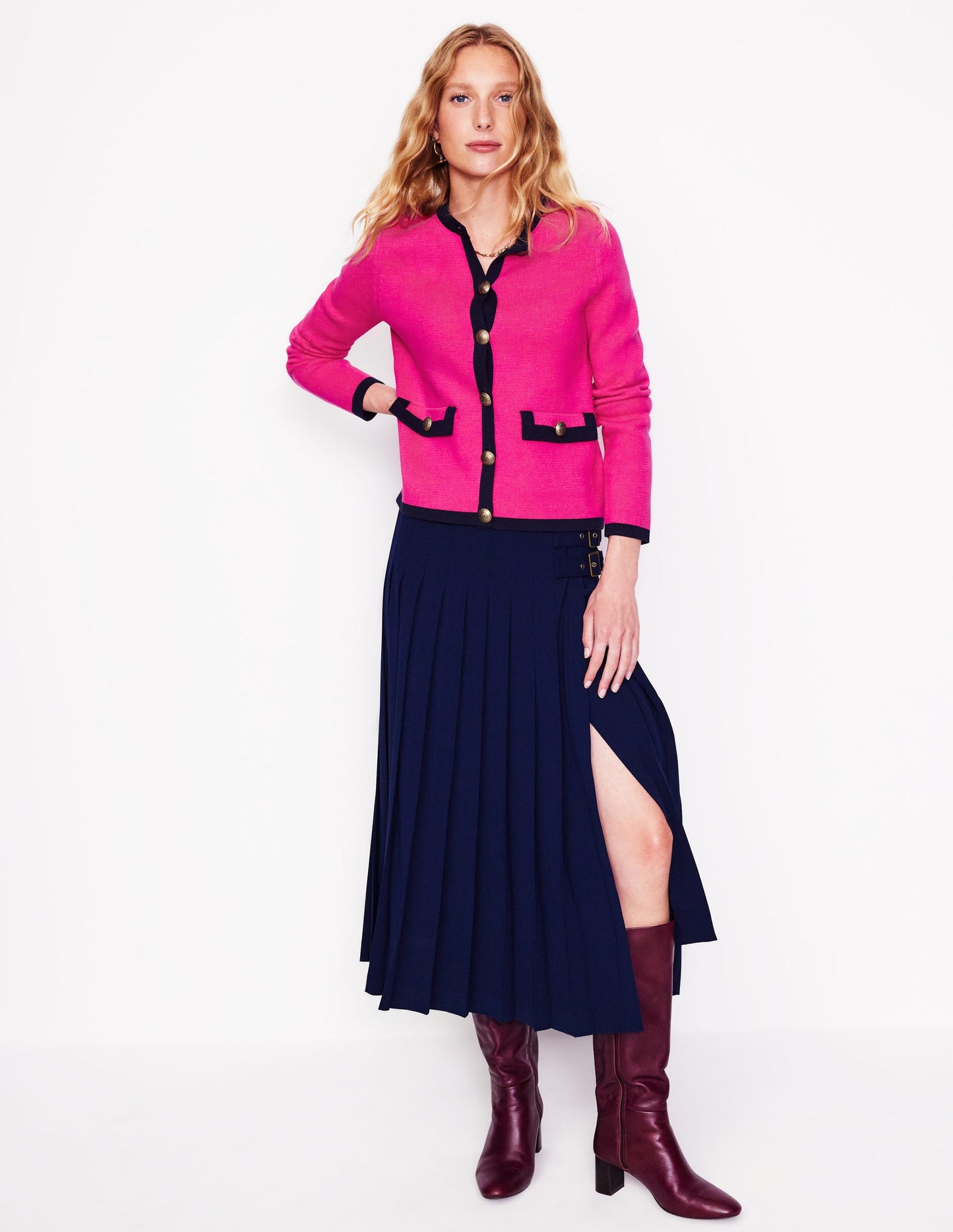 Holly Knitted Jacket-Bright Pink