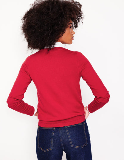 Catriona Cotton Crew Jumper-Red Liquorice