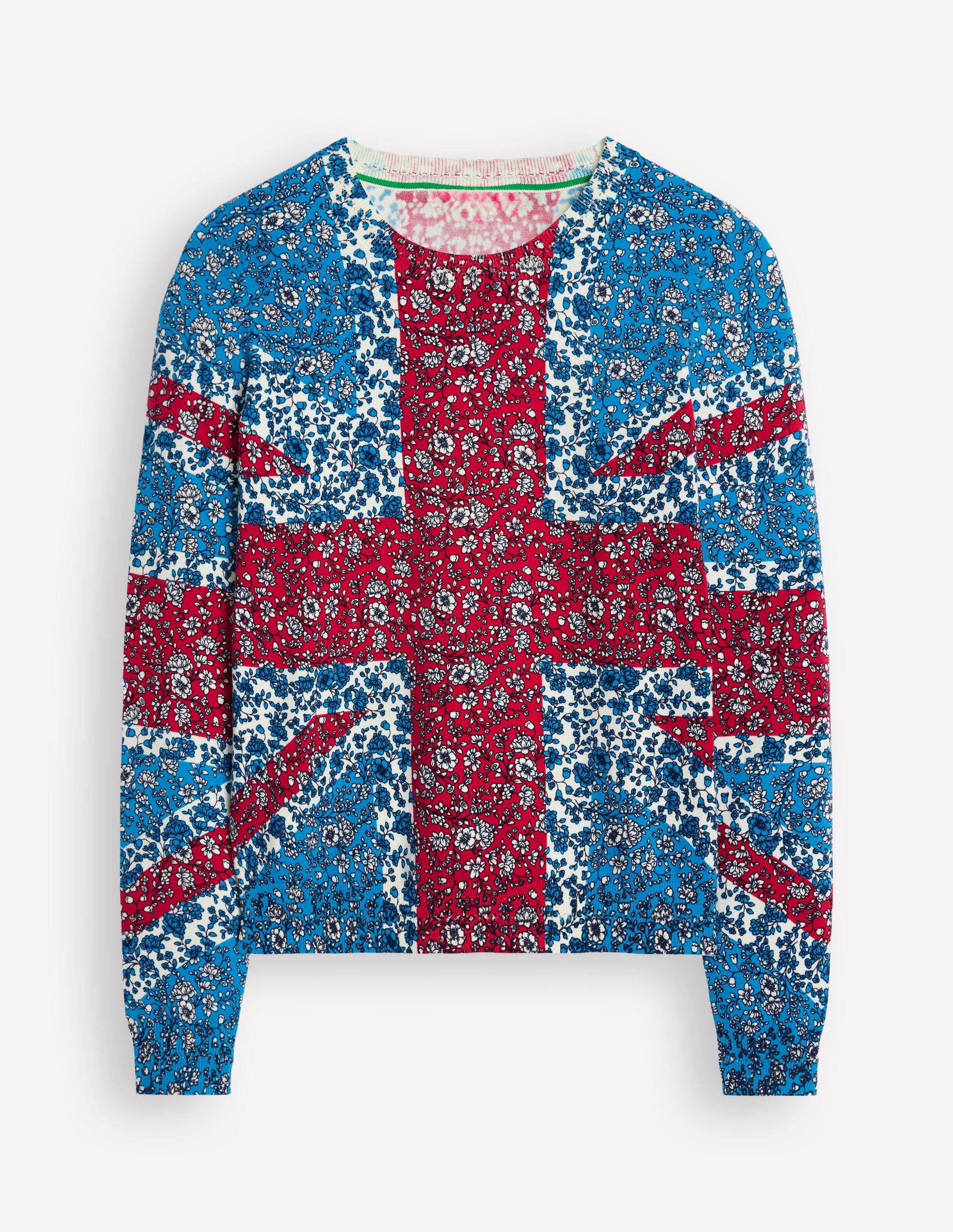 Catriona Cotton Crew Jumper-Cerulean Blue, Union Jack-5