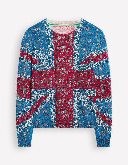 Catriona Cotton Crew Jumper-Cerulean Blue, Union Jack-5