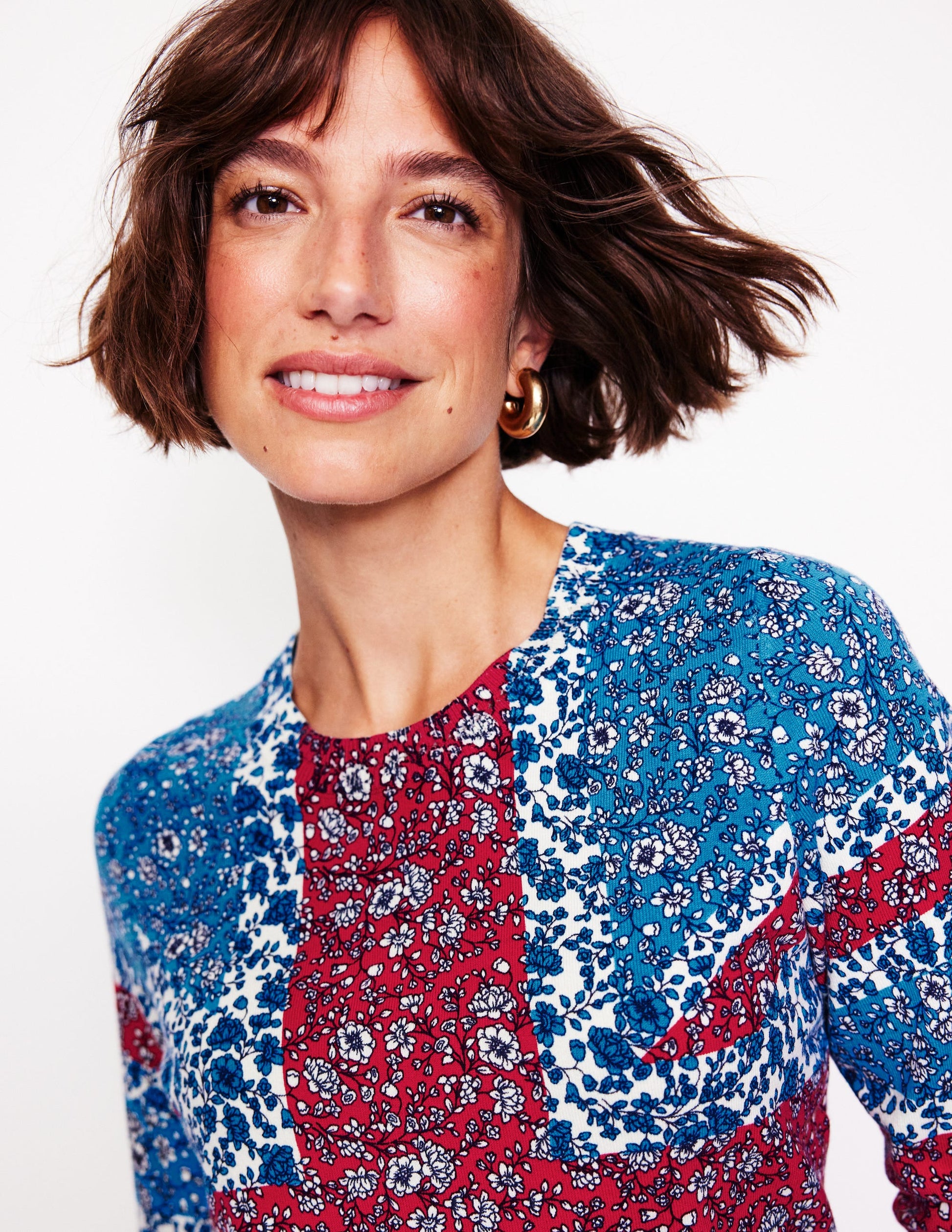 Catriona Cotton Crew Jumper-Cerulean Blue, Union Jack-1