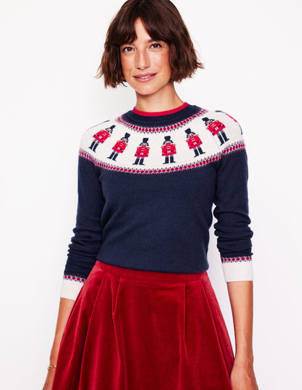 Edie Fair Isle Jumper-Navy, Soldiers