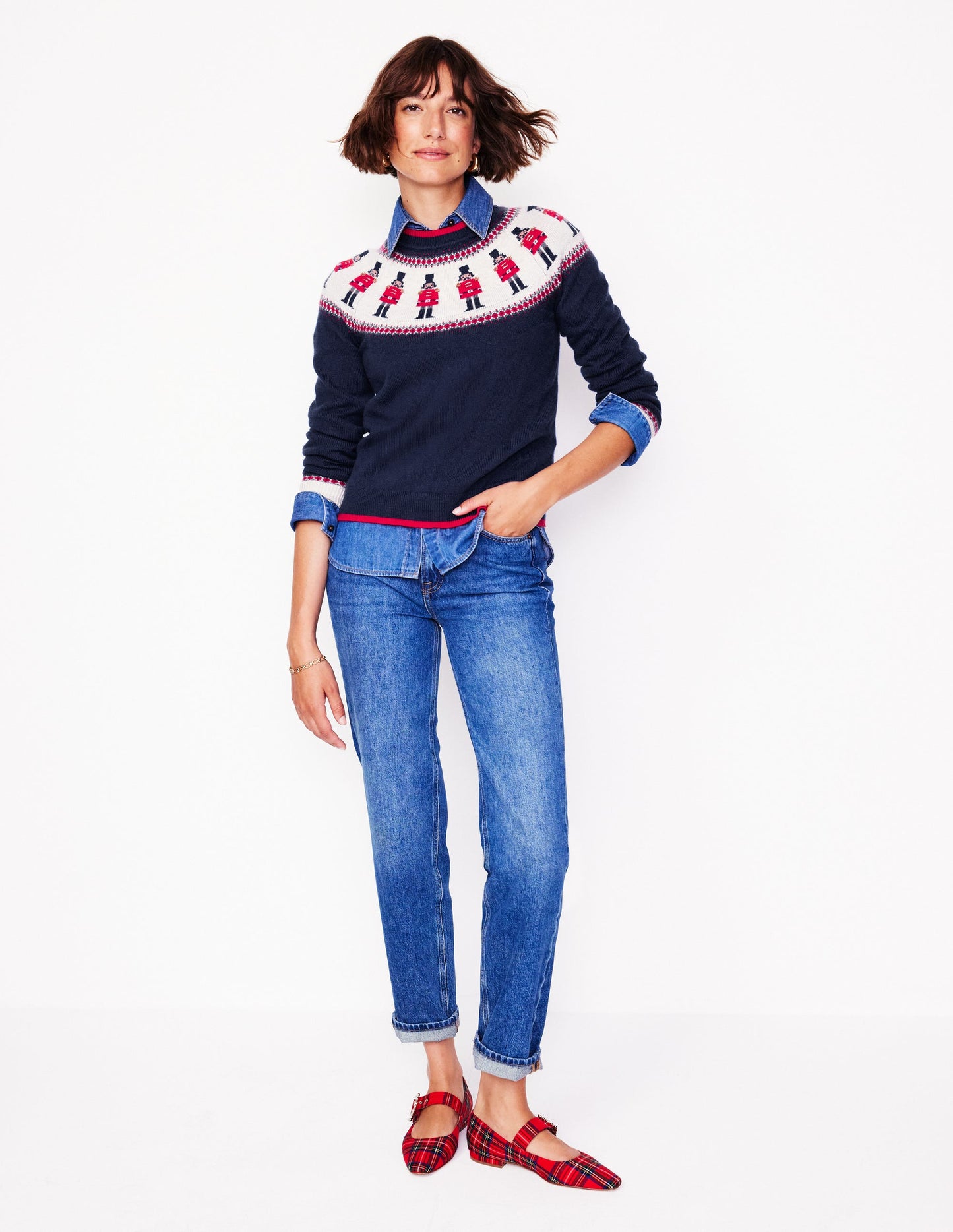 Edie Fair Isle Jumper -Navy, Soldiers