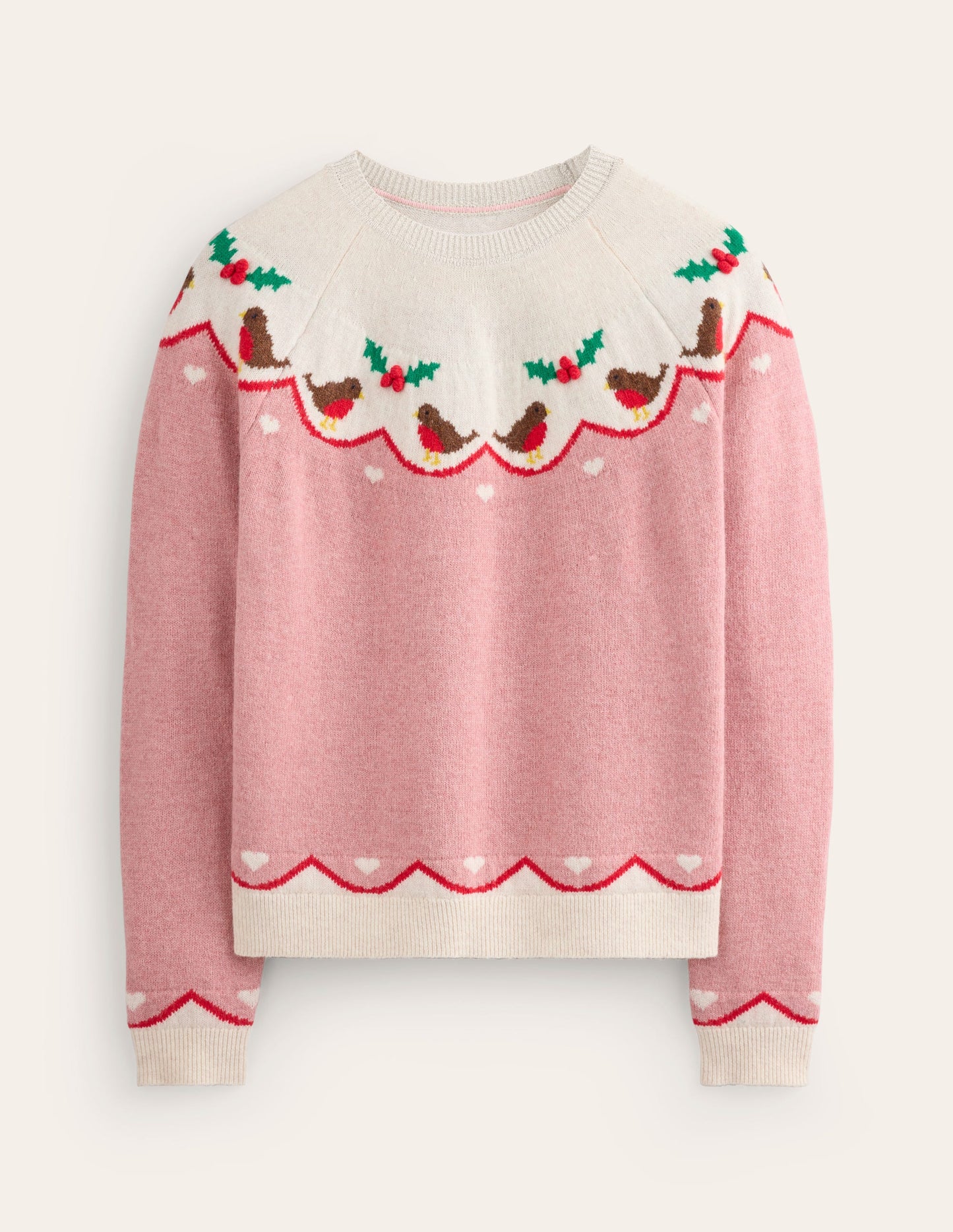 Edie Fair Isle Jumper -Quartz Pink, Robins