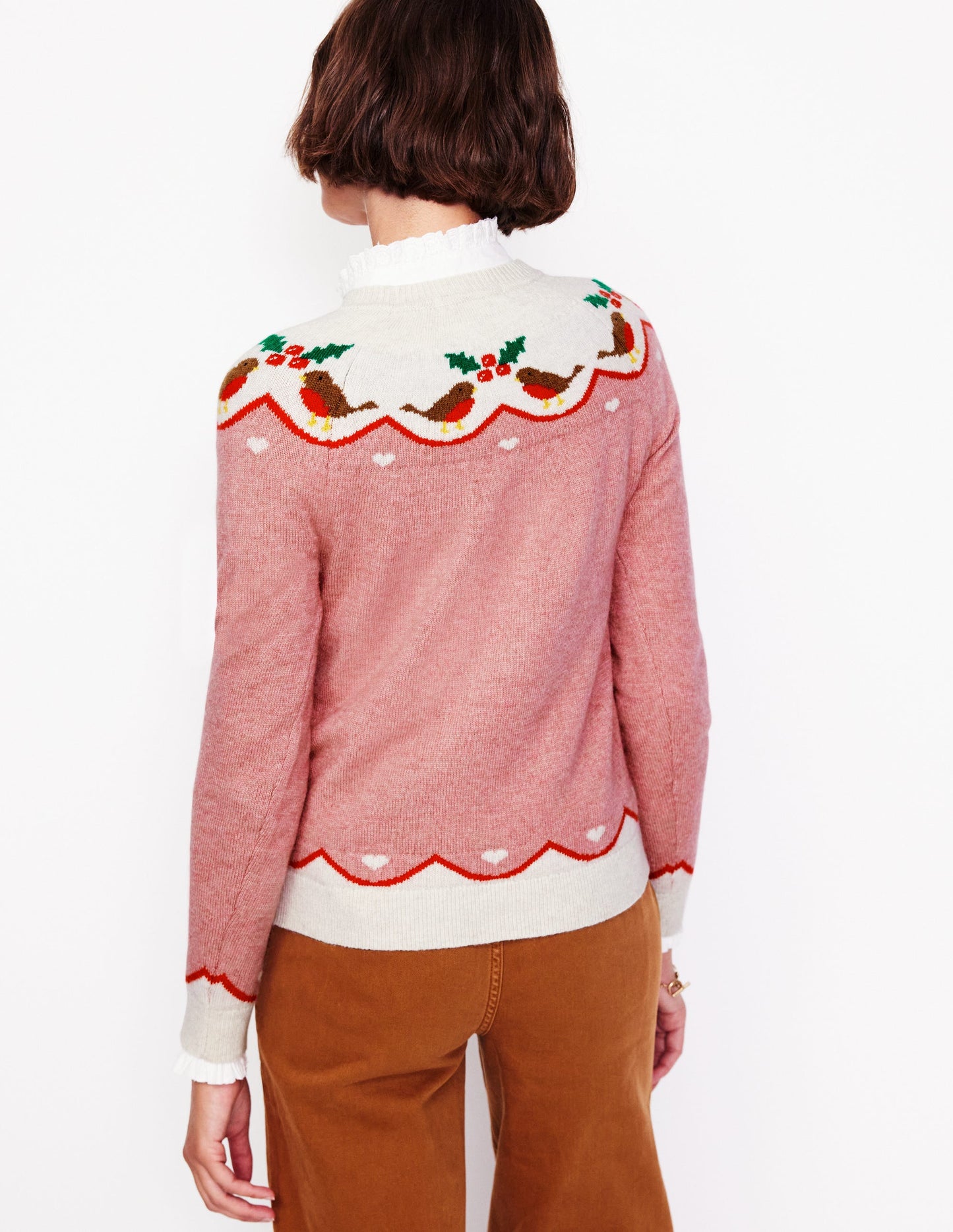 Edie Fair Isle Jumper -Quartz Pink, Robins