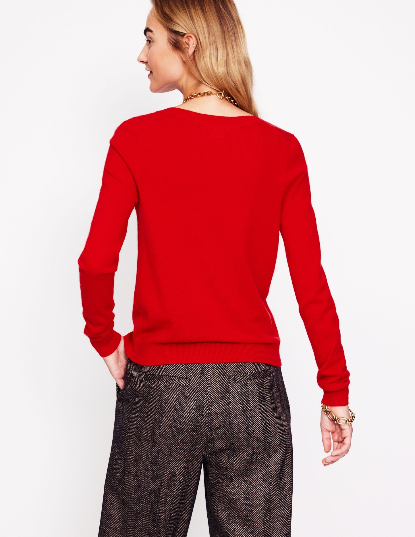 Eva Cashmere Crew Cardigan-Rouge Red