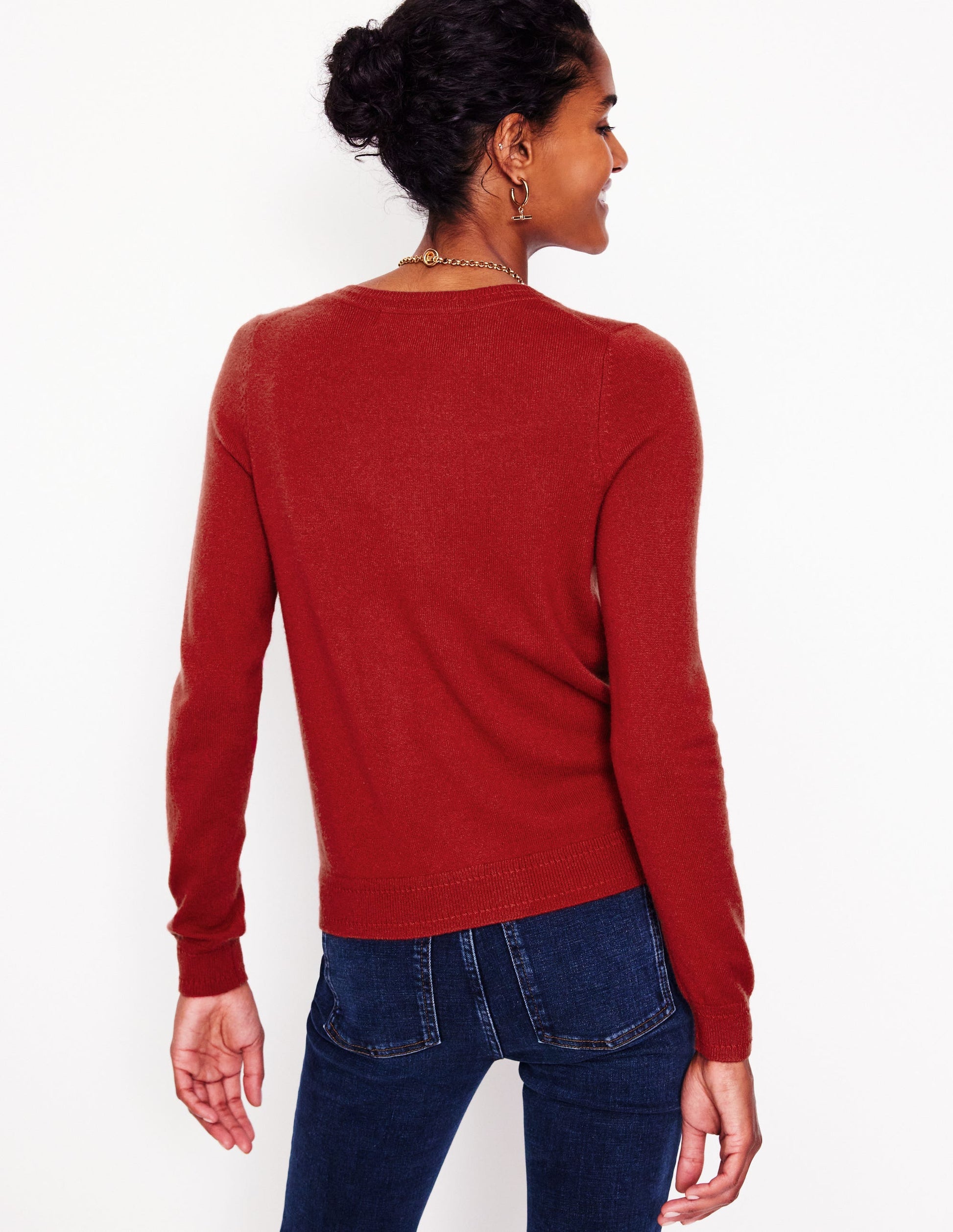 Eva Cashmere Crew Cardigan-Copper Brown-3