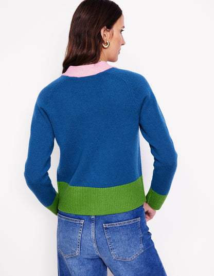 Olivia Merino Cardigan-Sapphire Blue