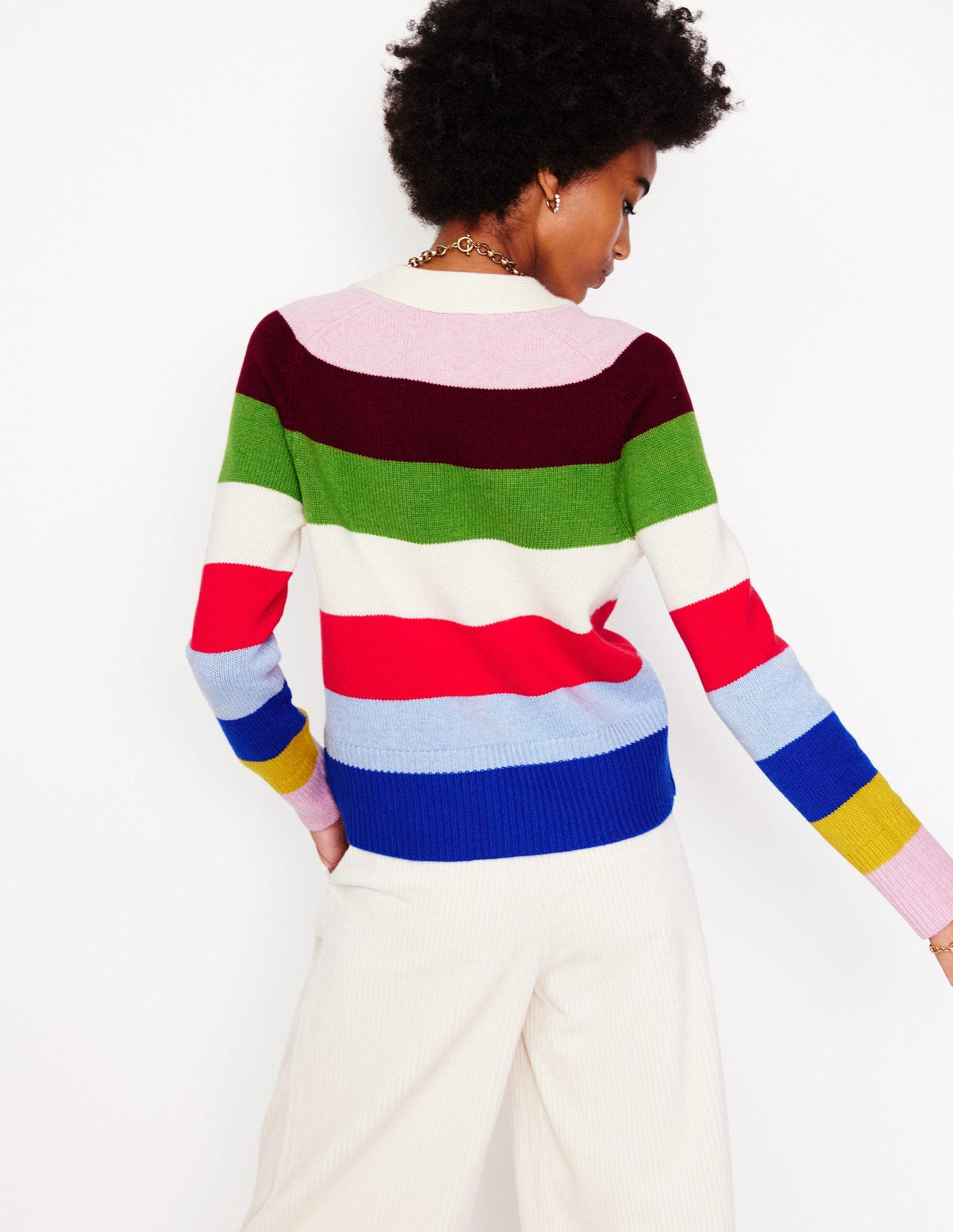 Olivia Merino Cardigan-Multi, Rainbow