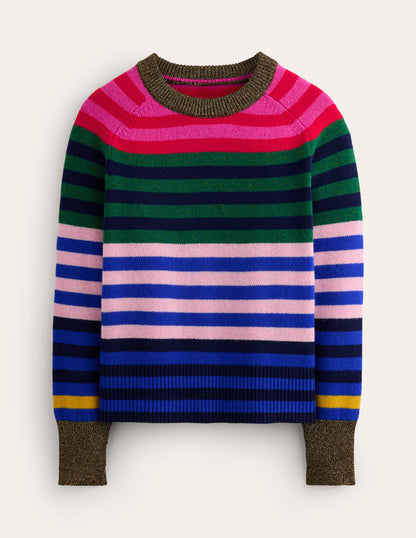 Olivia Merino Jumper-Multi, Rainbow Stripe