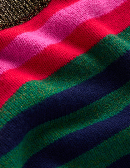 Olivia Merino Jumper-Multi, Rainbow Stripe