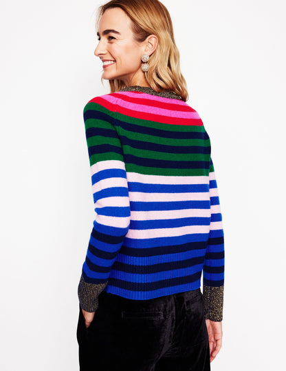 Olivia Merino Jumper-Multi, Rainbow Stripe