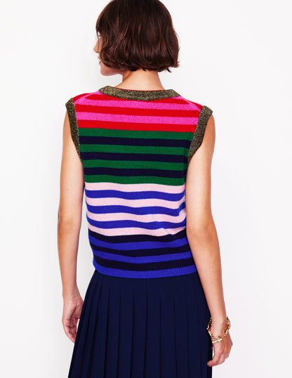 Olivia Merino Tank-Multi, Rainbow Stripe