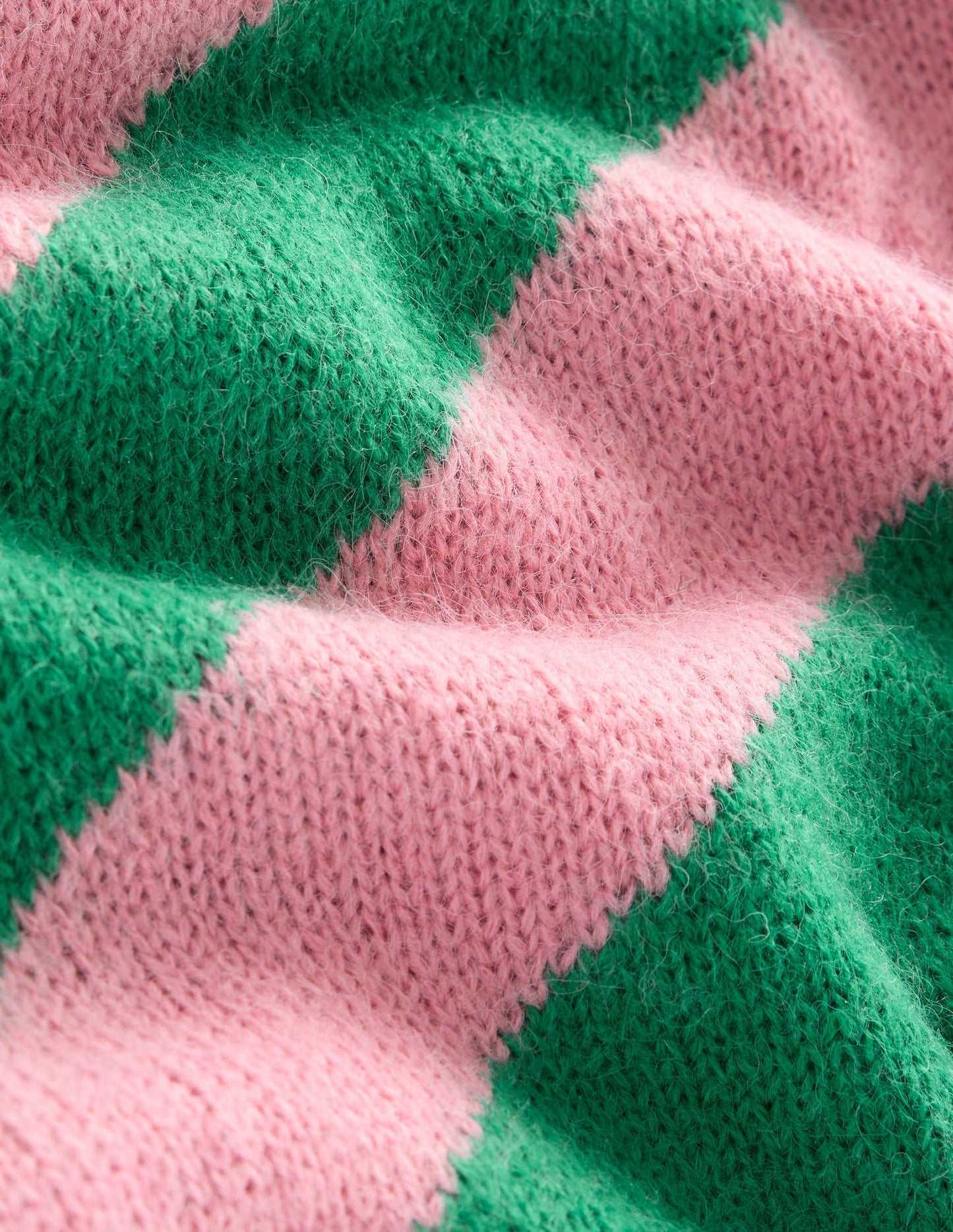 Fluffy Diagonal Stripe Jumper-Party Pink, Rich Emerald Green