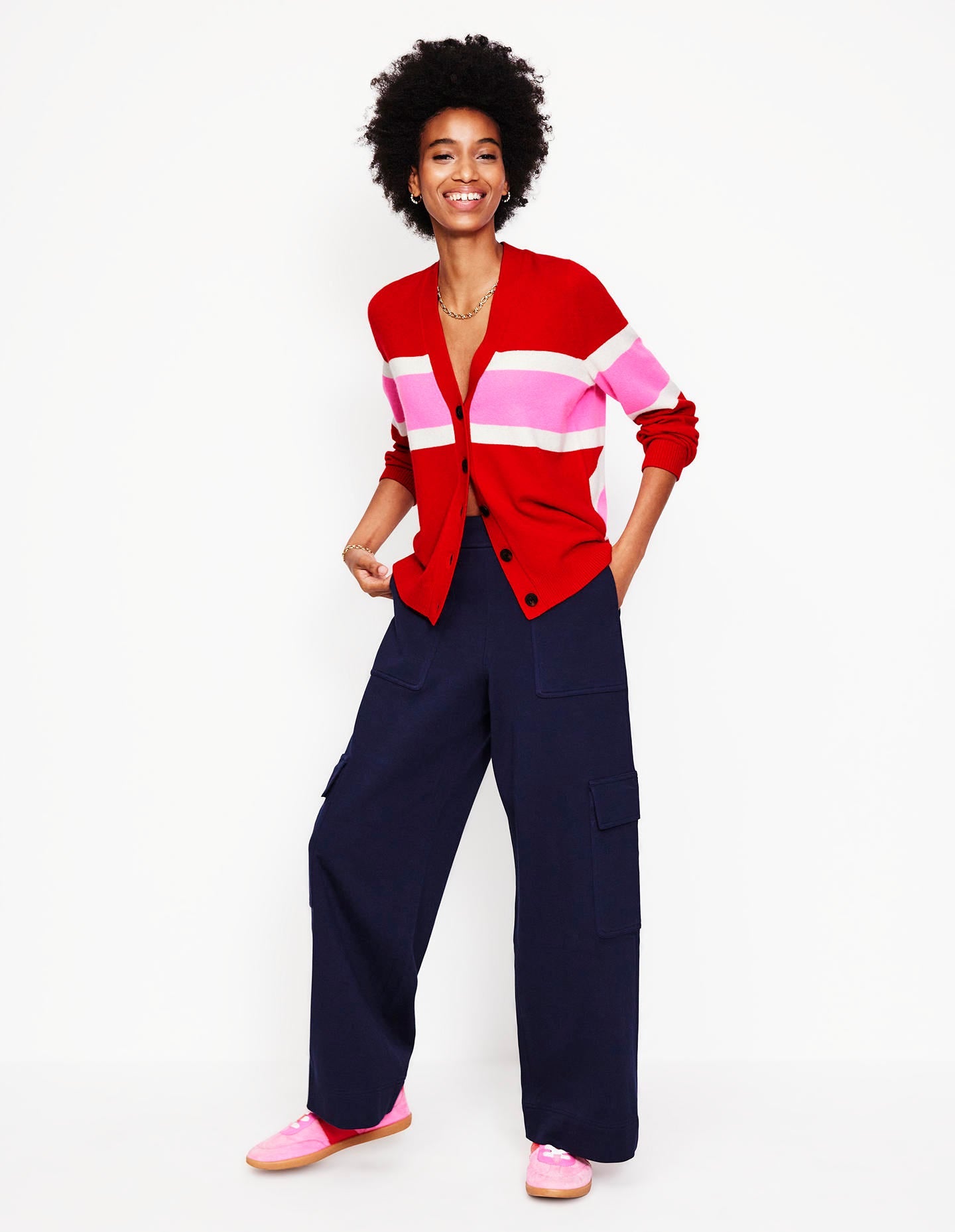 Marianne Cashmere Cardigan-Cherry Blossom Pink Union Jack-4