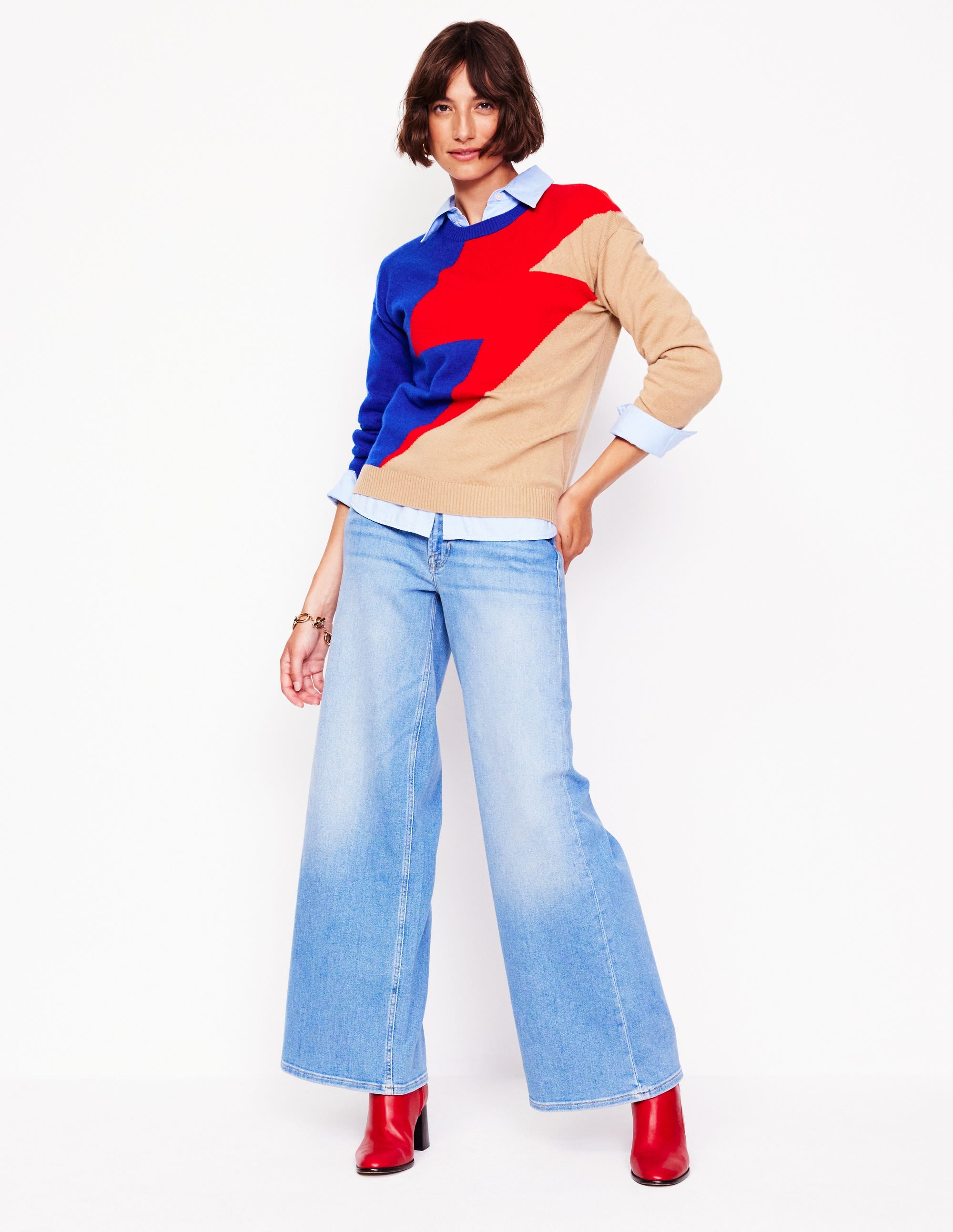 Lydia Cashmere Jumper-Camel, Lightning Bolt - Image 6