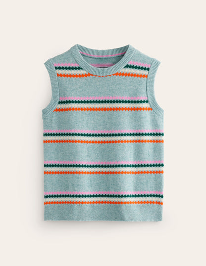 Edie Fair Isle Tank-Blue Diamond