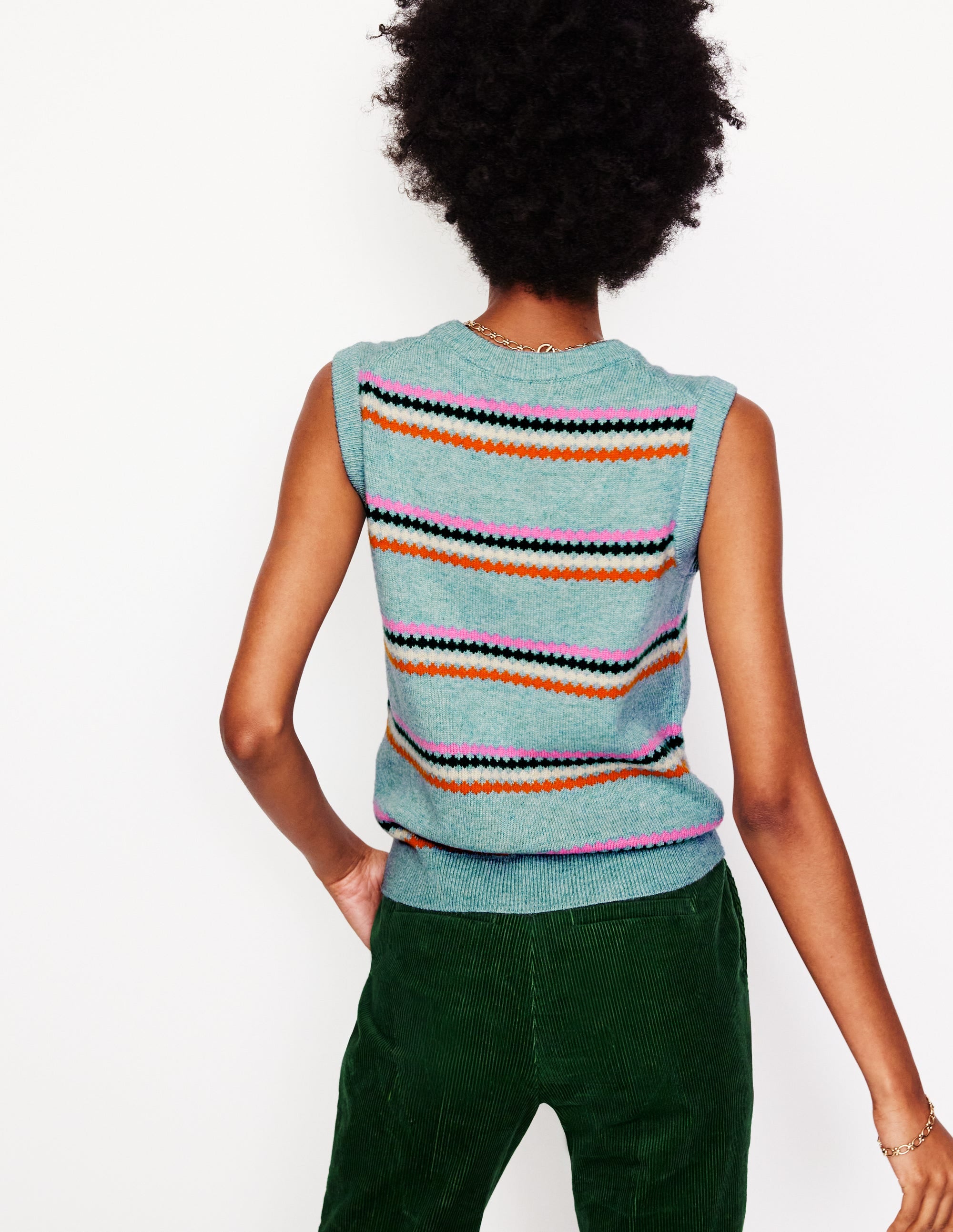 Edie Fair Isle Tank-Blue Diamond - Image 3