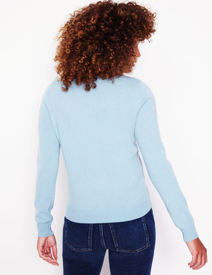 Eva Cashmere Boat Neck Jumper-Tourmaline Blue