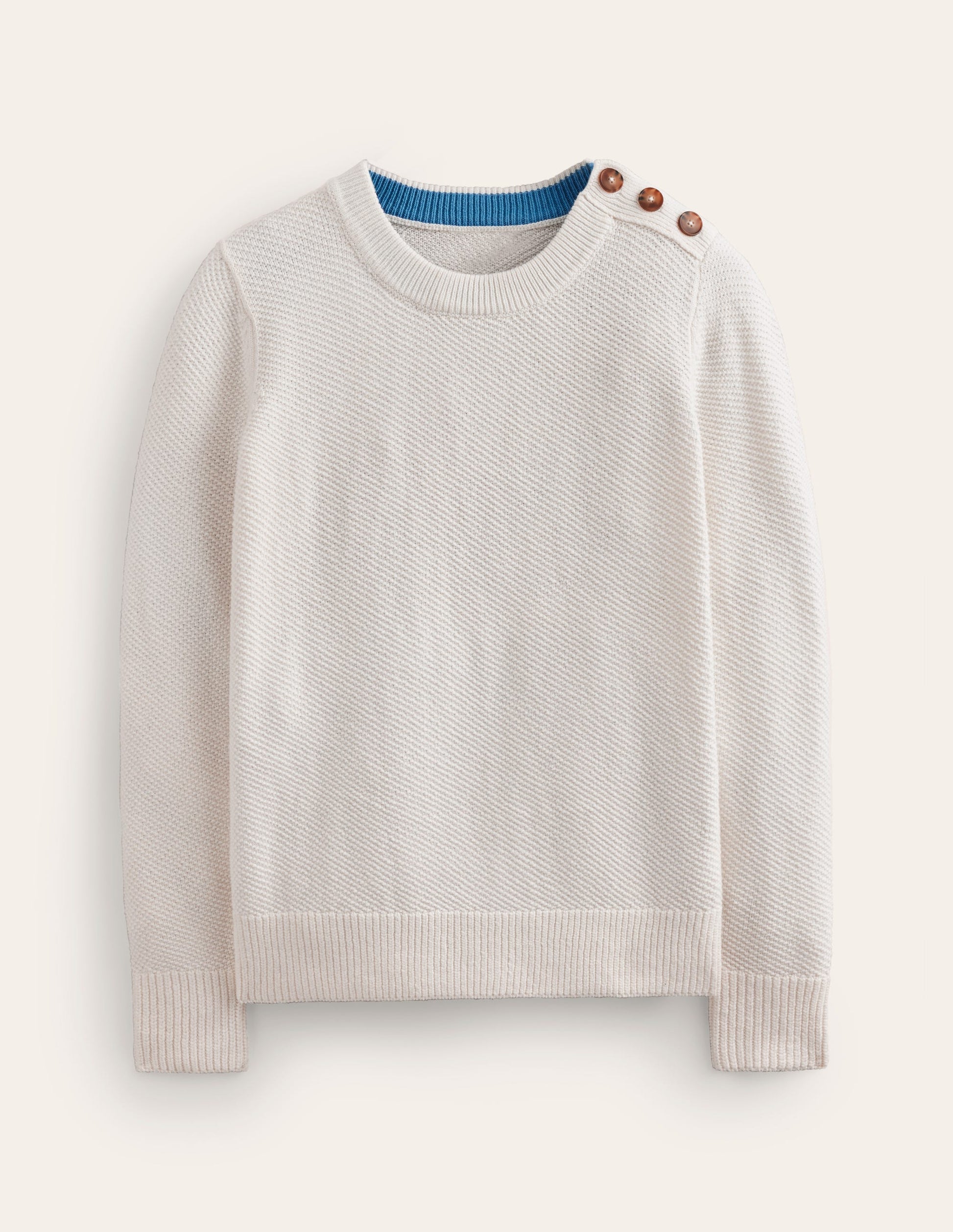 Button Detail Stitch Jumper-Warm Ivory-5