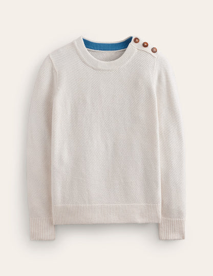 Button Detail Stitch Jumper-Warm Ivory-5