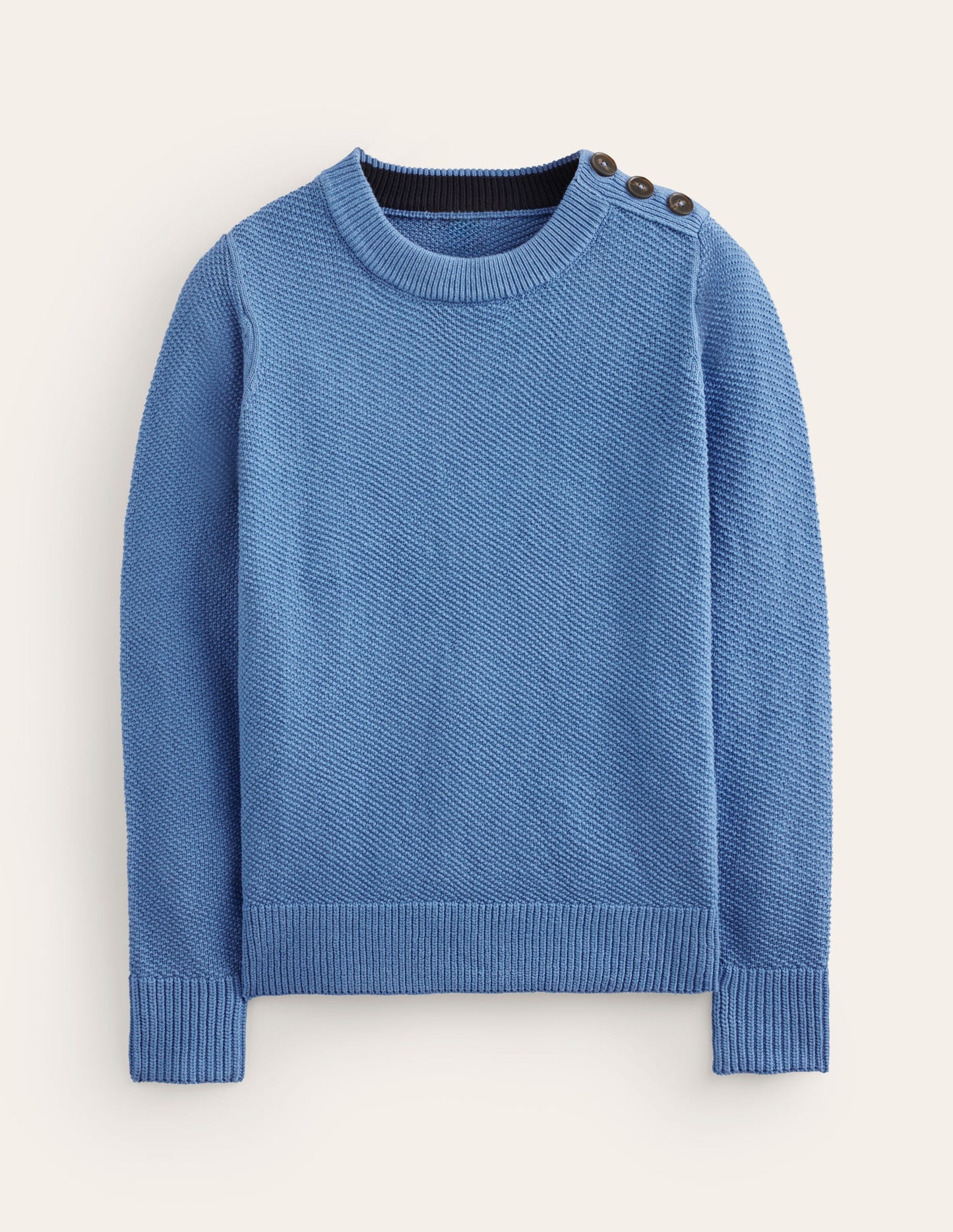 Button Detail Stitch Jumper-Porcelain Blue