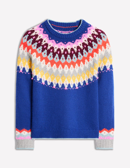 Eleanor Fair Isle Jumper-Sapphire Blue Fair Isle