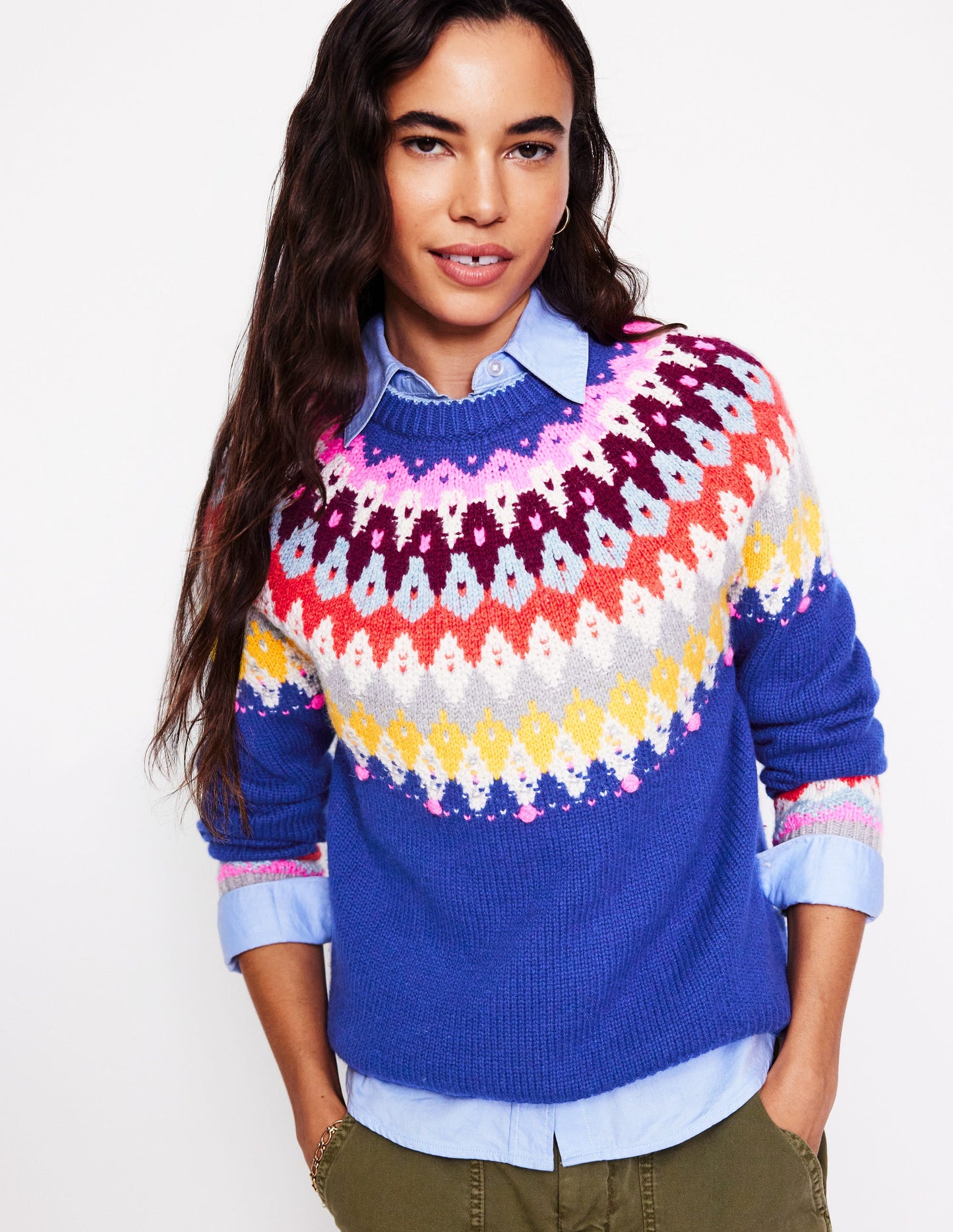 Eleanor Fair Isle Jumper-Sapphire Blue Fair Isle