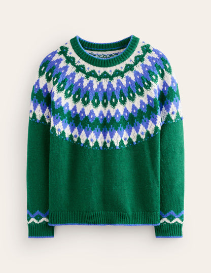 Eleanor Fair Isle Jumper-Pine Green