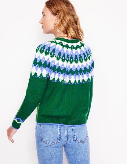 Eleanor Fair Isle Jumper-Pine Green