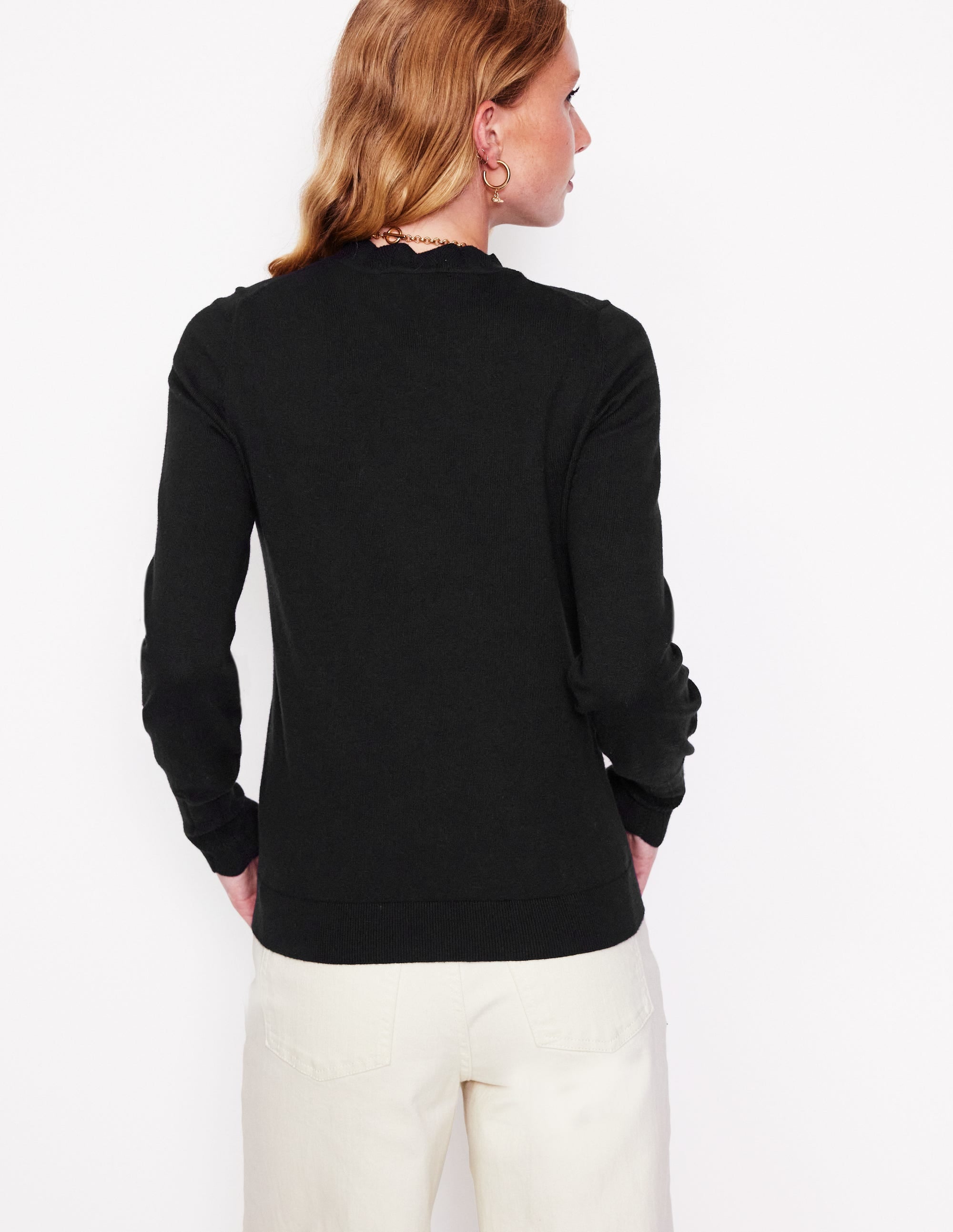 Imi Scallop Trim Jumper-Black - Image 3