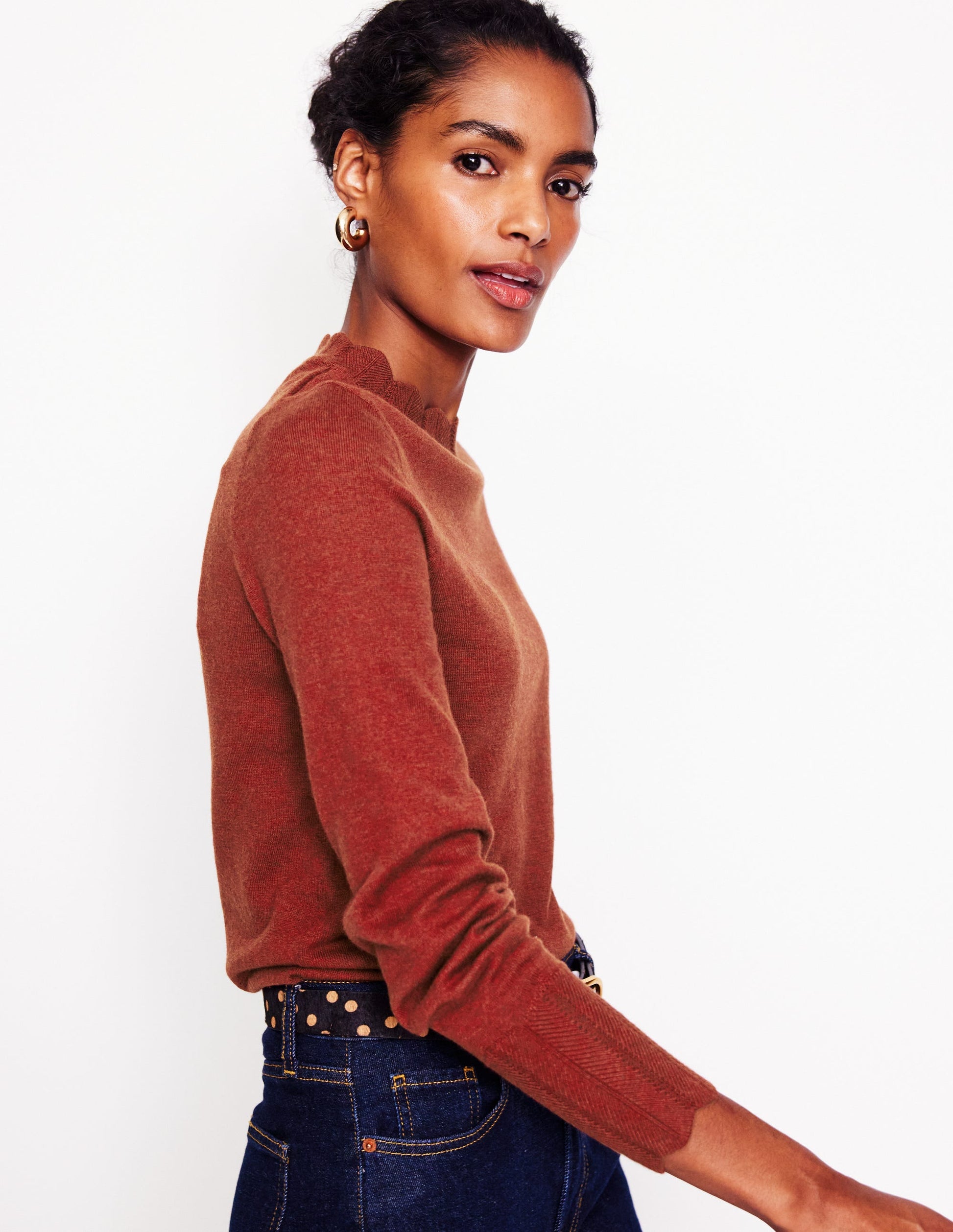 Imi Scallop Trim Jumper-Burnt Orange-1