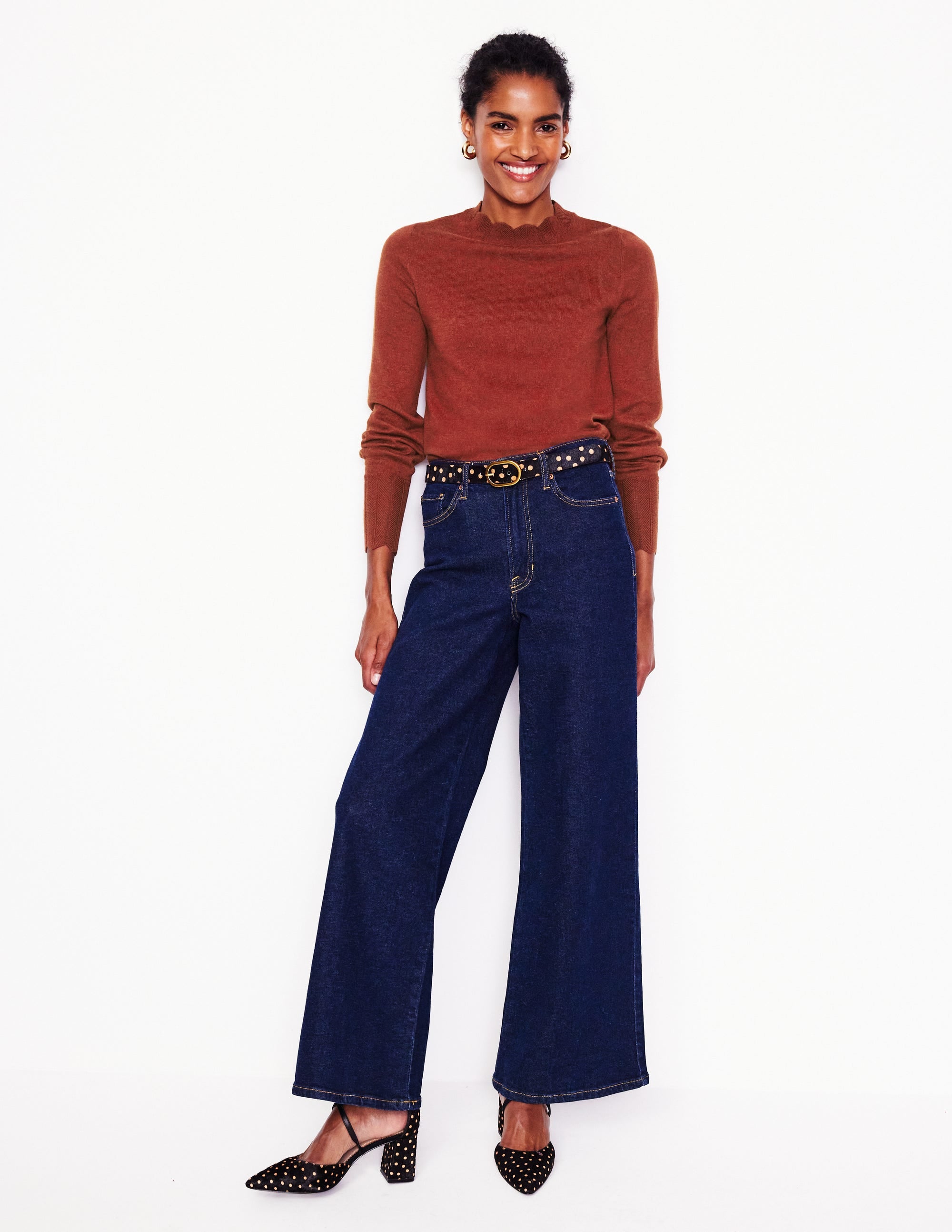 Imi Scallop Trim Jumper-Burnt Orange - Image 4