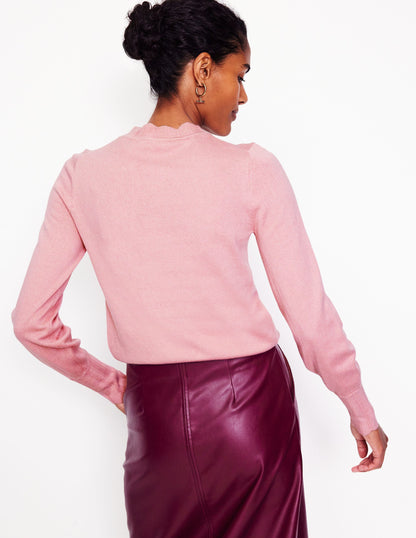 Imi Scallop Trim Jumper-Quartz Pink