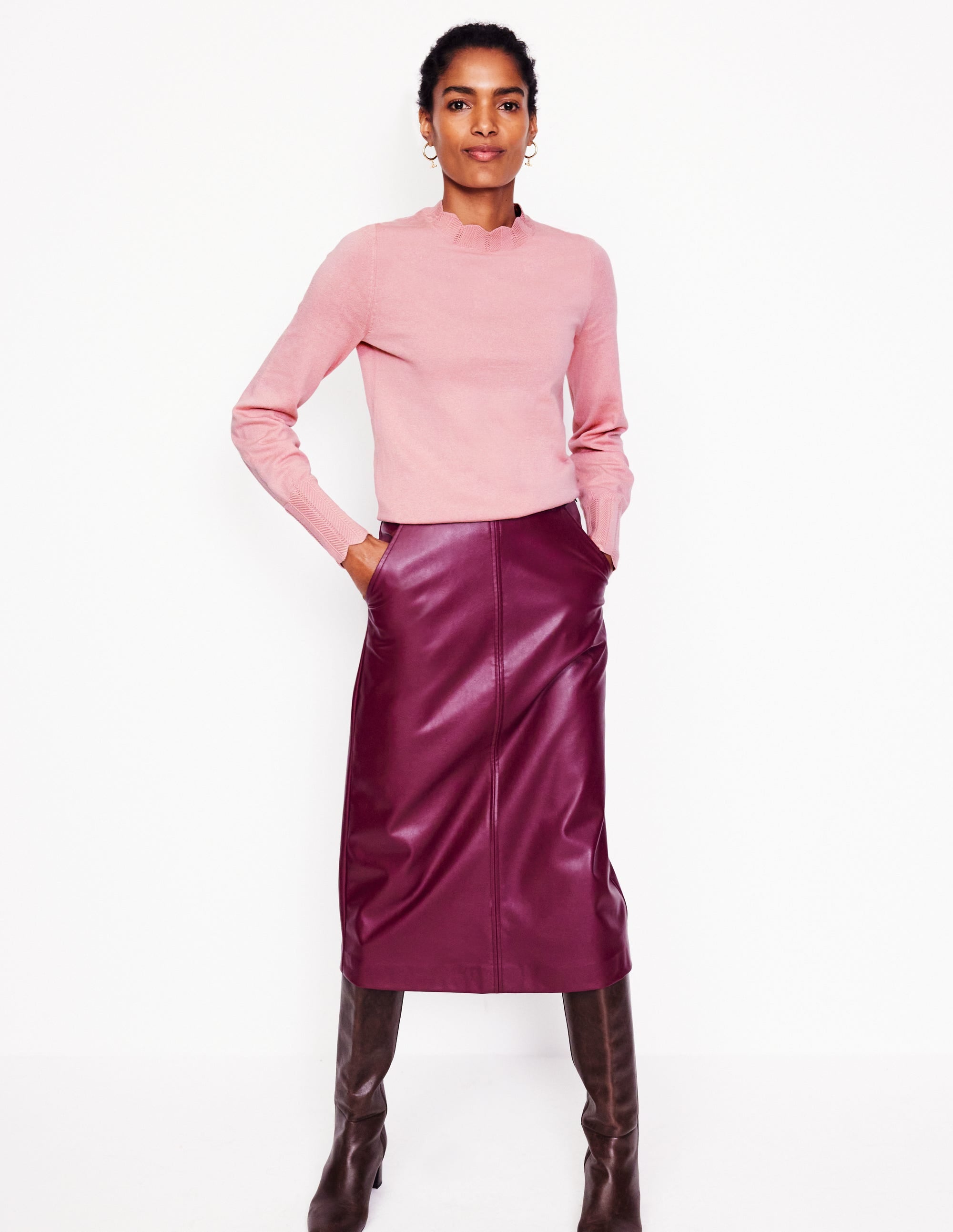 Imi Scallop Trim Jumper-Quartz Pink - Image 4