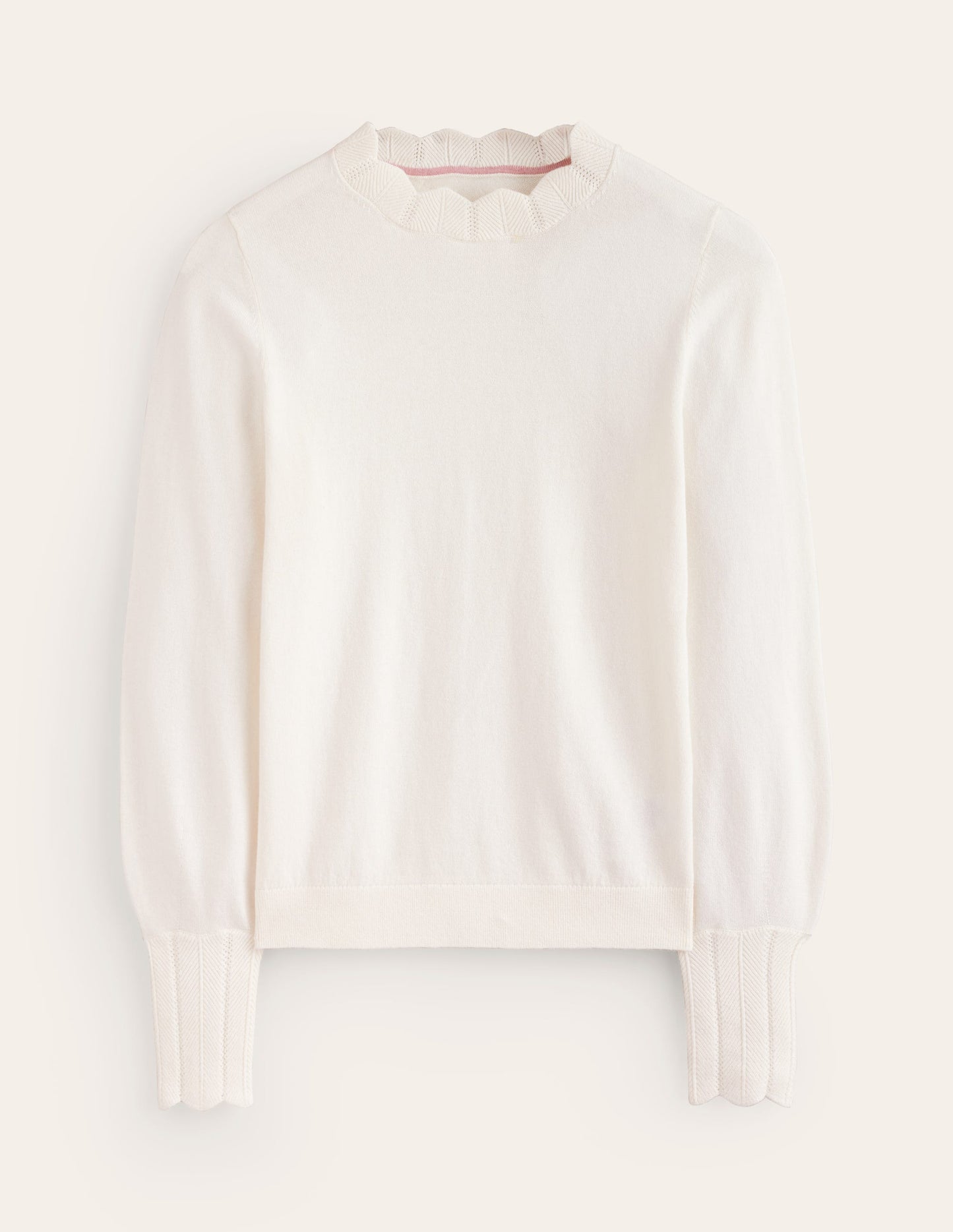 Imi Scallop Trim Jumper-Warm Ivory