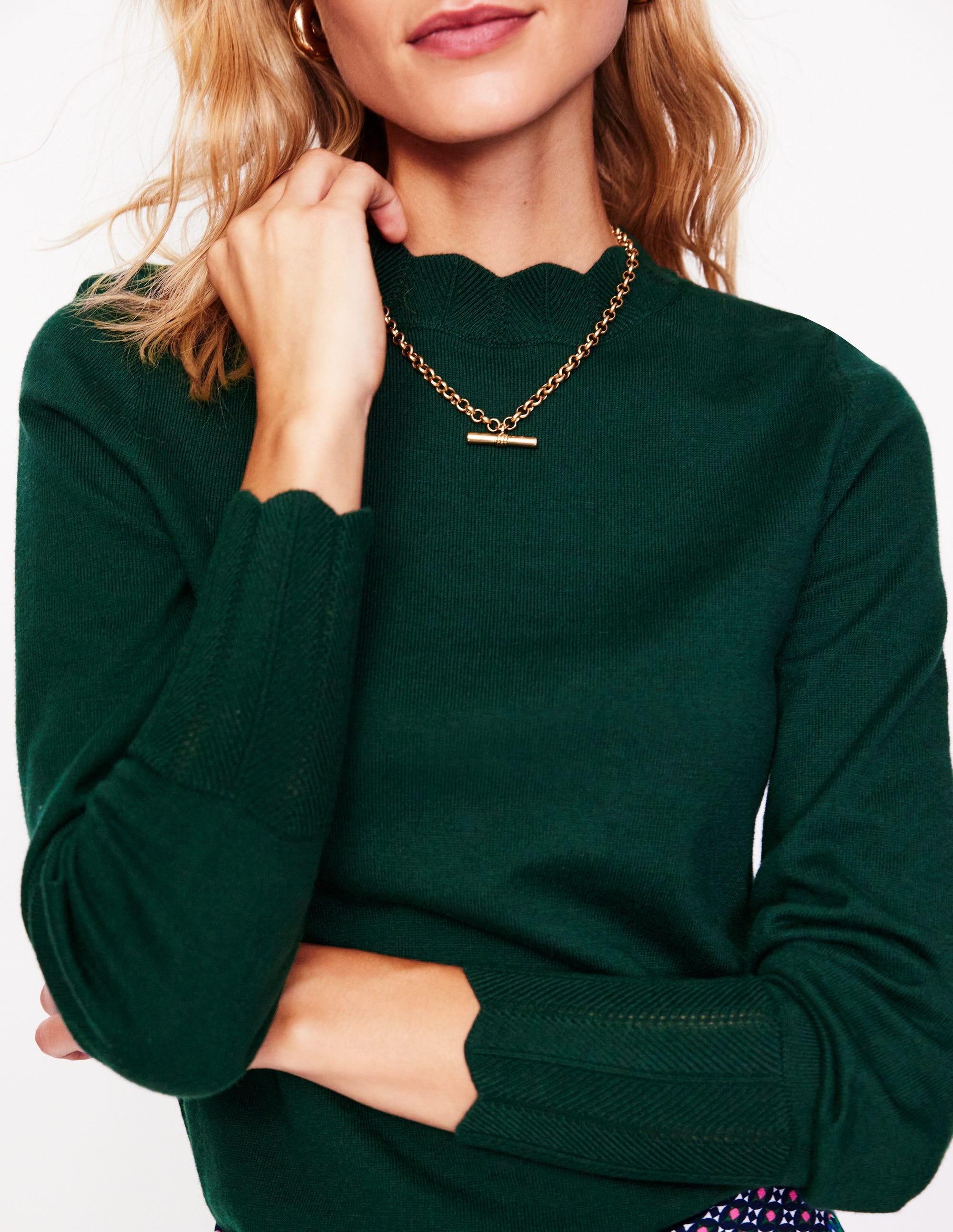 Imi Scallop Trim Jumper-Glade Green - Image 2