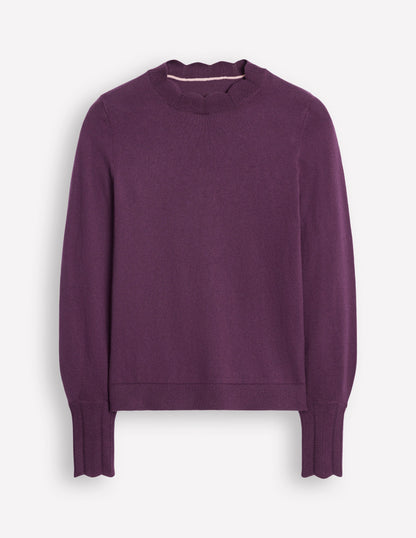 Imi Scallop Trim Jumper-Damson Purple