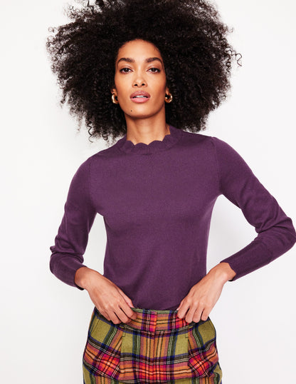 Imi Scallop Trim Jumper-Damson Purple