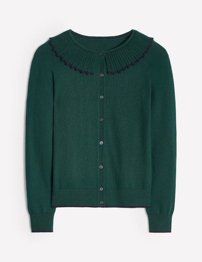 Frill Collared Cardigan-Glade Green