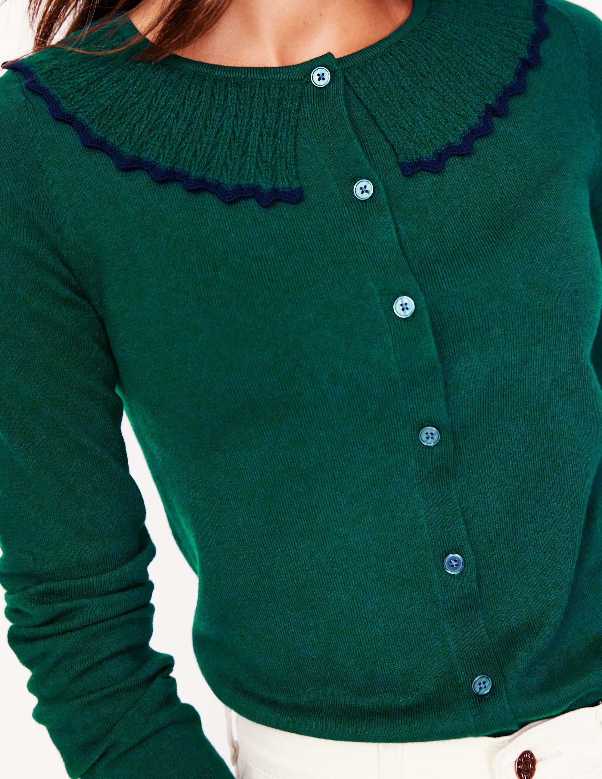 Frill Collared Cardigan-Glade Green - Image 2